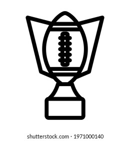 American Football Trophy Cup Icon. Editable Bold Outline Design. Vector Illustration.