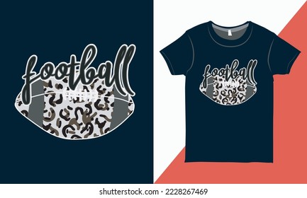 American Football T-shirt Design Layout.  Leopard Patterned Football T-shirt with Lettering