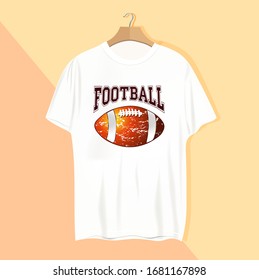 American football t-shirt on a skin color backgropund. Mockup for your idea.	
