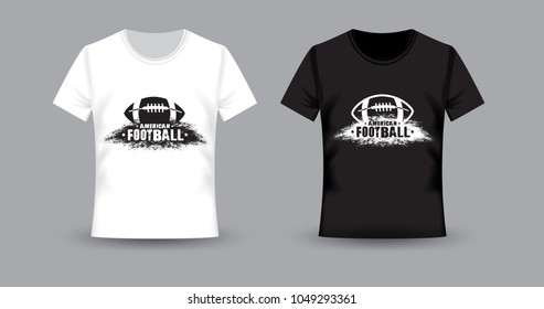 American football t-shirt print. 
White and black t-shirts