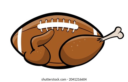 American football and Turkey - Hand drawn illustration. Autumn color poster. Lovely lettering quote for football season. Rugby wisdom t-shirt for funs. Modern vector fun saying for Thanksgiving dinner