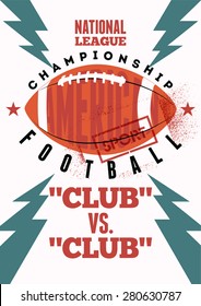 American football typographical vintage grunge style poster. Retro vector illustration.