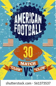 American football typographical vintage grunge style poster. Retro vector illustration.