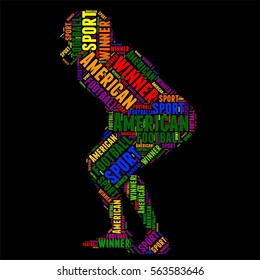 American football Typography word cloud colorful Vector illustration