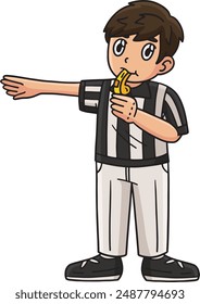 American Football Umpire with Whistle Clipart