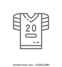 American football uniform, t-shirt line icon.
