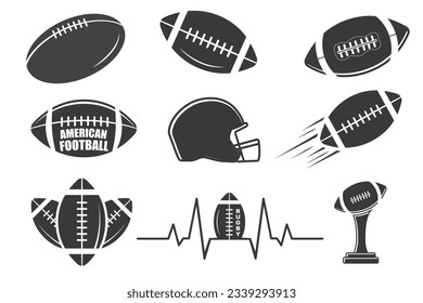 American football Vector Bundle, Rugby Vector Bundle, Rugby illustration Bundle, American football elements Vector, Football vector EPS, Sports equipment illustration, American Ball, Football 