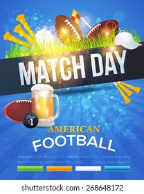 American Football Vector Design, Sport Elements. Poster, Flyer, Cover, Announcement Template