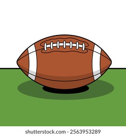 American Football Vector Flat Style Football Clipart for Sports Designs on Green Field