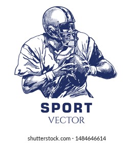 Vector de fútbol americano. Esbozo manual vectorial deportivo