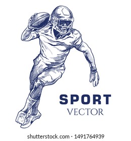 Vector de fútbol americano. Esbozo manual vectorial deportivo