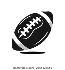 American Football Vector Illustration of a Classic Pigskin Ball in Black and White Silhouette Style