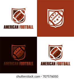 American Football - Vector Illustration. A logo and icon featuring a badge with a ball.