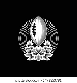 American football vector logo icon silhouette black and white color 