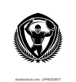 American football vector logo icon silhouette black and white color 