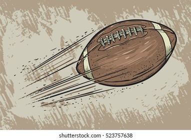 American football vector retro illustration. Grange background. Ink draw vector illustration. Engraving vector.