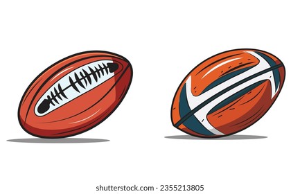 American Football vector. Rugby ball vector illustration .Set of rugby ball isolated white background.