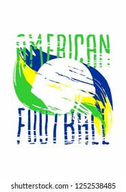 American football. Vector sporting illustration in grunge style with paint splashes for posters, banner, flyer.