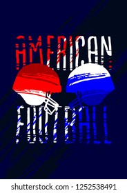 American football. Vector sporting illustration in grunge style with paint splashes for posters, banner, flyer.