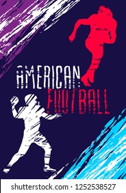 American football. Vector sporting illustration in grunge style with paint splashes for posters, banner, flyer.