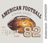 American football Vintage retro Denim Print for T-Shirt or Apparel. Retro artwork and Sport Typography, Football T-shirt graphics, Print for sportswear apparel. College vector label and print design