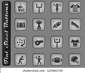 American football web icons on the flat steel buttons