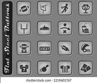 american football web icons on the flat steel buttons