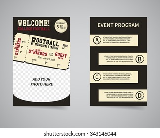 American Football Week End Game Back And Front Flyer Template Design. Usa Sport Brand Identity Letterhead. Event Poster And Banner With Typography And Text. Vector Illustration