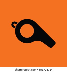 American football whistle icon. Orange background with black. Vector illustration.