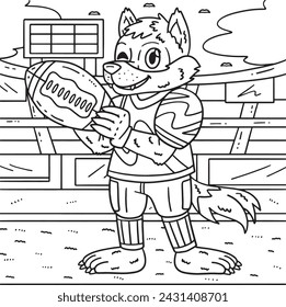 American Football Wolf Mascot Coloring Page 