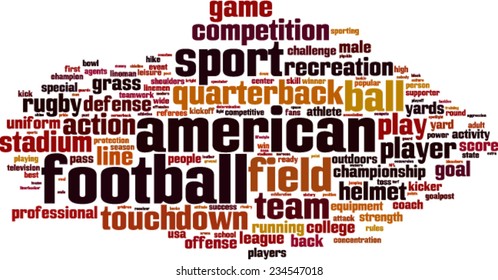 American football word cloud concept. Vector illustration