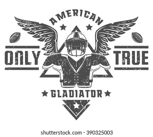 American football,American gladiator only true black and white style for print t shirt.