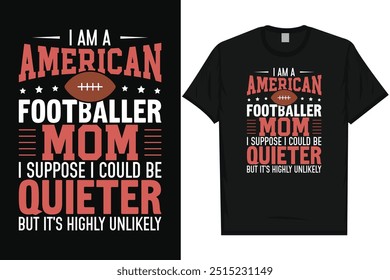 soy una futbolista americana mama futbol americano rugby jugando tipografia vintage graficos diseño de camiseta