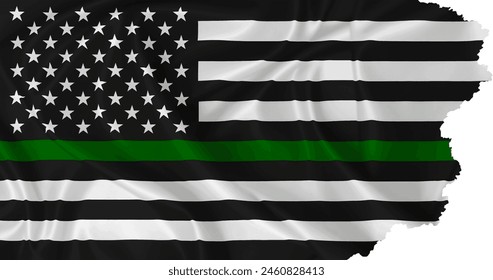 American forces flag with thin green line and torn edges