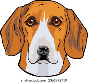 American Foxhound Dog Face Vector