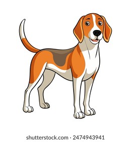 Ilustración vectorial de perro Foxhound americano aislado sobre fondo blanco en estilo de dibujos animados.