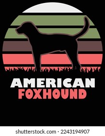 American foxhound silhouette vintage and retro t-shirt design