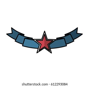 american frame with ribbon and star