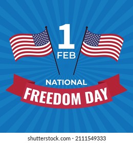 Amerikanischer Freiheitstag. Zwei Flaggen am 1. Februar