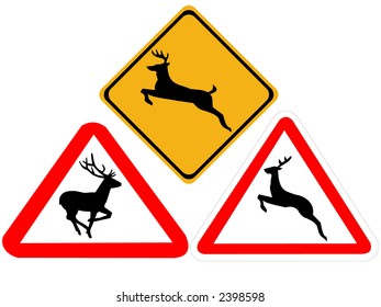 American French and British deer warning signs