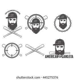 American gangsta vector emblem set