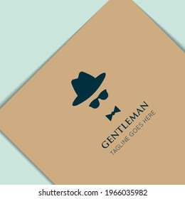 american gentleman logo and icon vector with mockup illustration design template