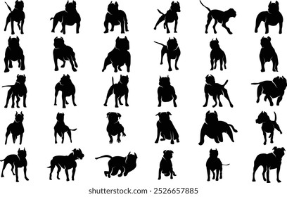 American and german dog silhouette for T-Shirt and logo design. Contains bulldog, german shepherd, and etc.