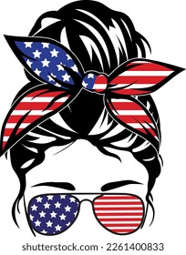 American Girl, bow and ribbon, 4th of July svg 