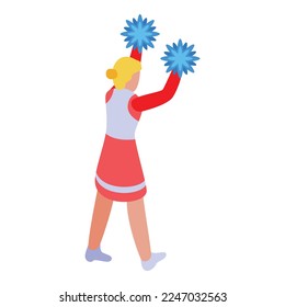 American girl icon isometric vector. Cheer leader. Dancer school