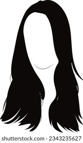 American girl long hair style with a perfect head shape and fully editable vector image