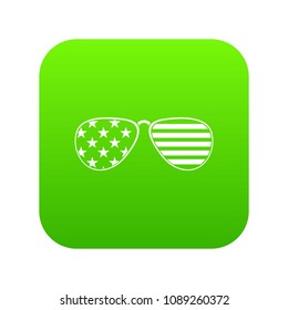 American glasses icon digital green for any design isolated on white vector illustration