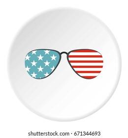 American glasses icon in flat circle isolated vector illustration for web