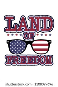 american glasses land of freedom flag distressed independence 4th of july