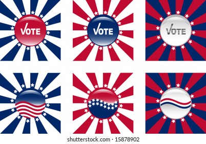 American Glassy political vote buttons